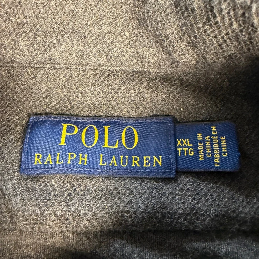 Polo Ralph Lauren Button Down Shirt Mens XXL Gray Knit Jersey Long Sleeve